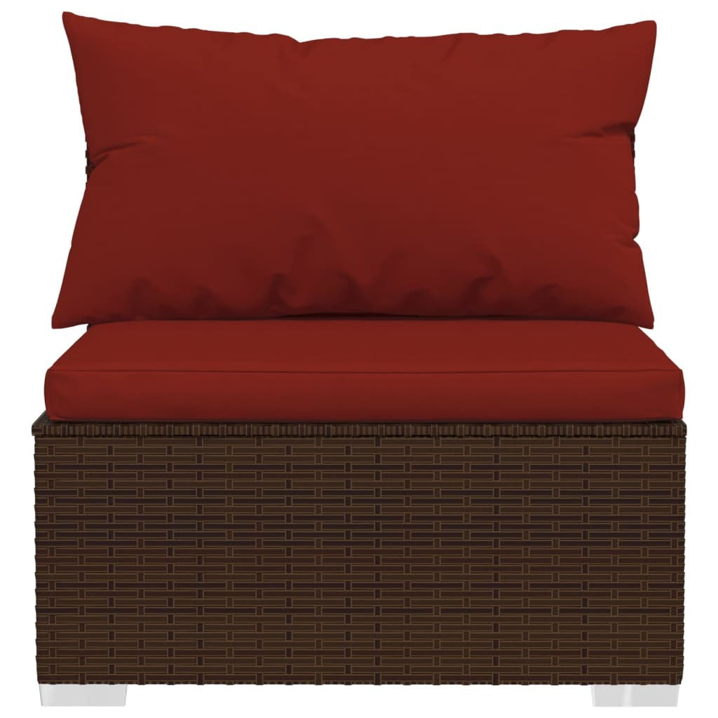 11 Piece Patio Lounge Set with Cushions Poly Rattan Brown