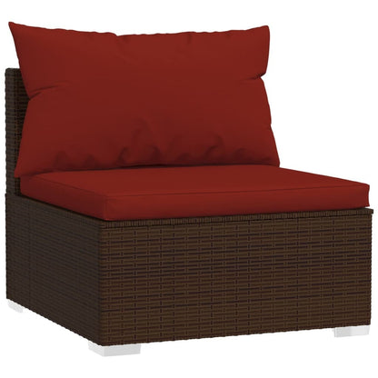 11 Piece Patio Lounge Set with Cushions Poly Rattan Brown