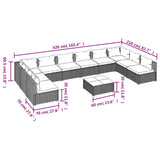 11 Piece Patio Lounge Set with Cushions Poly Rattan Brown
