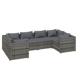6 Piece Patio Lounge Set with Cushions Poly Rattan Gray