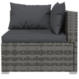 6 Piece Patio Lounge Set with Cushions Poly Rattan Gray