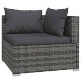 6 Piece Patio Lounge Set with Cushions Poly Rattan Gray