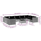 10 Piece Patio Lounge Set with Cushions Poly Rattan Black
