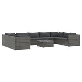 10 Piece Patio Lounge Set with Cushions Poly Rattan Gray