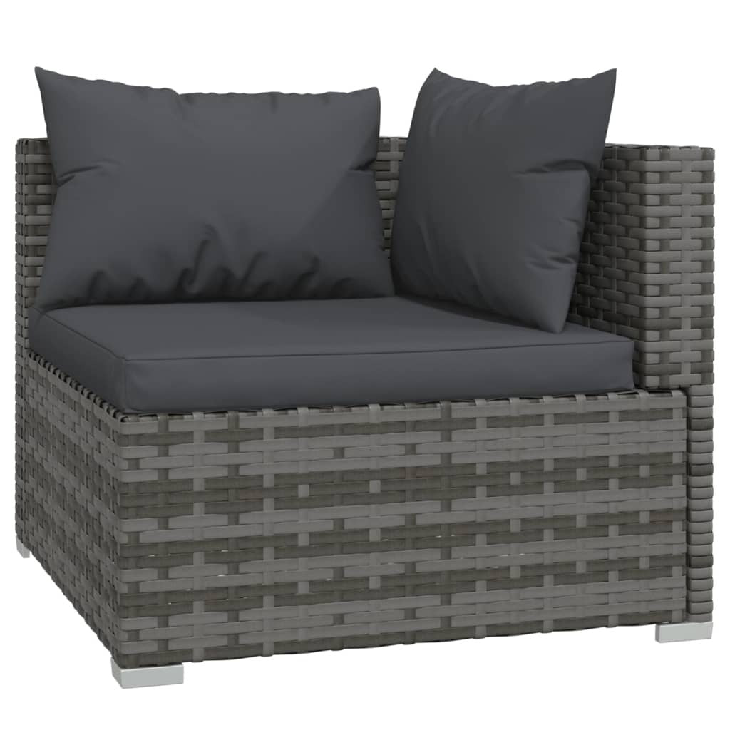 10 Piece Patio Lounge Set with Cushions Poly Rattan Gray