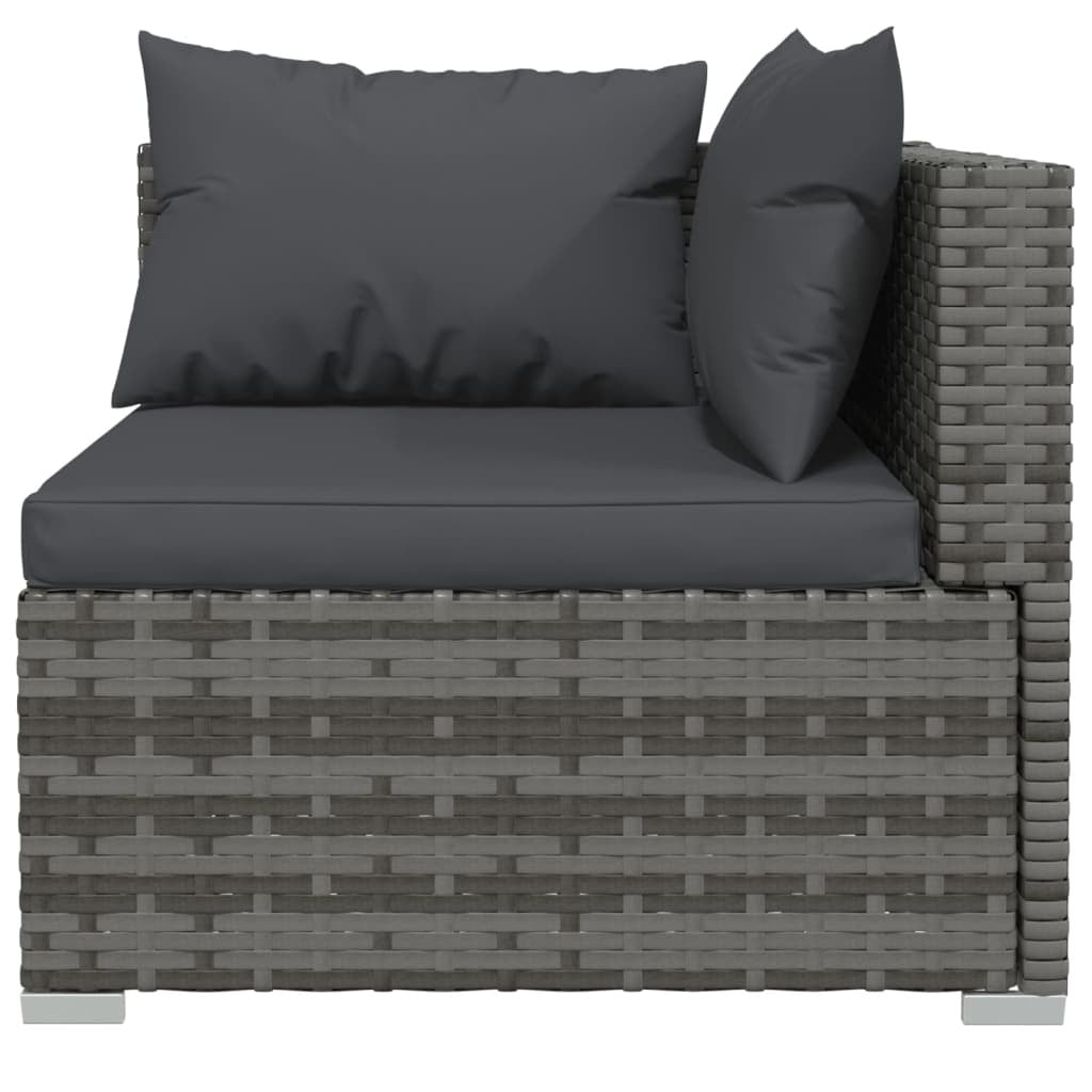 10 Piece Patio Lounge Set with Cushions Poly Rattan Gray