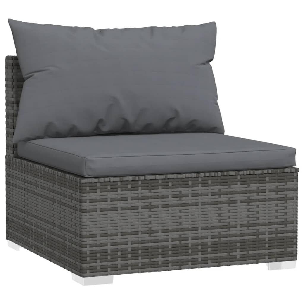10 Piece Patio Lounge Set with Cushions Poly Rattan Gray