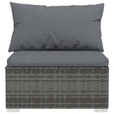 10 Piece Patio Lounge Set with Cushions Poly Rattan Gray