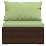 10 Piece Patio Lounge Set with Cushions Brown Poly Rattan