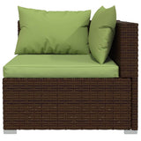 10 Piece Patio Lounge Set with Cushions Brown Poly Rattan