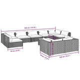 10 Piece Patio Lounge Set with Cushions Black Poly Rattan