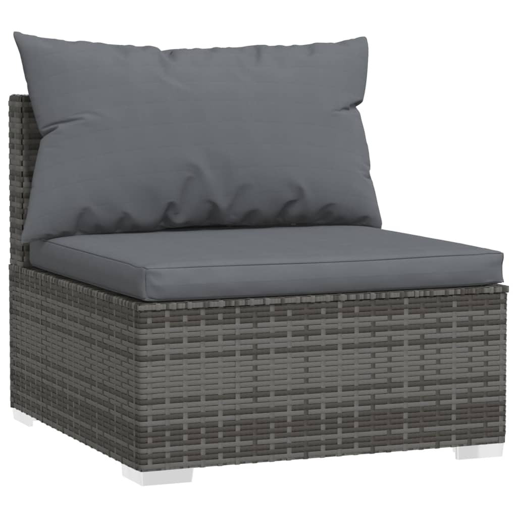 10 Piece Patio Lounge Set with Cushions Gray Poly Rattan