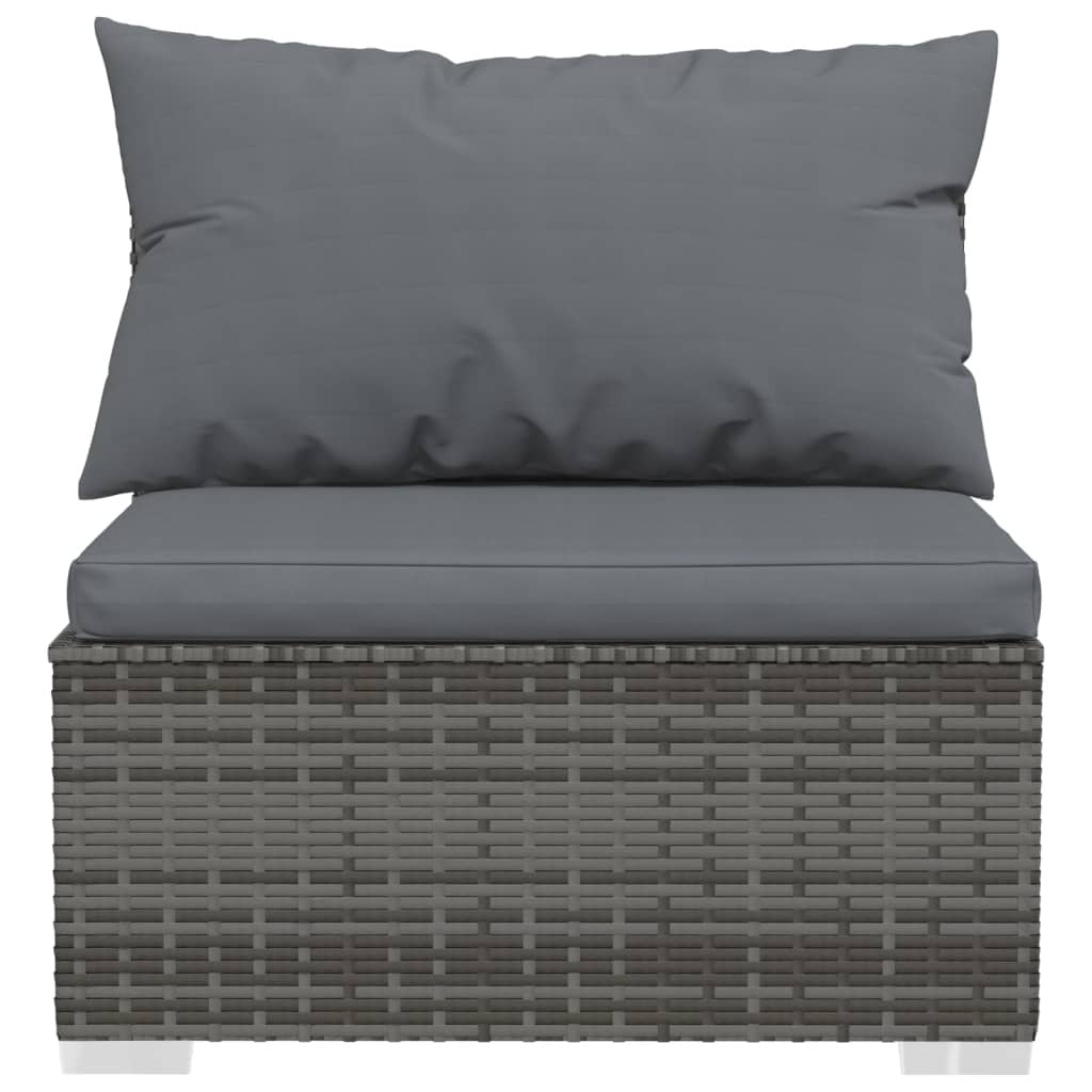 10 Piece Patio Lounge Set with Cushions Gray Poly Rattan