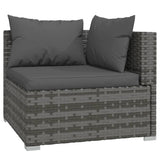 10 Piece Patio Lounge Set with Cushions Gray Poly Rattan