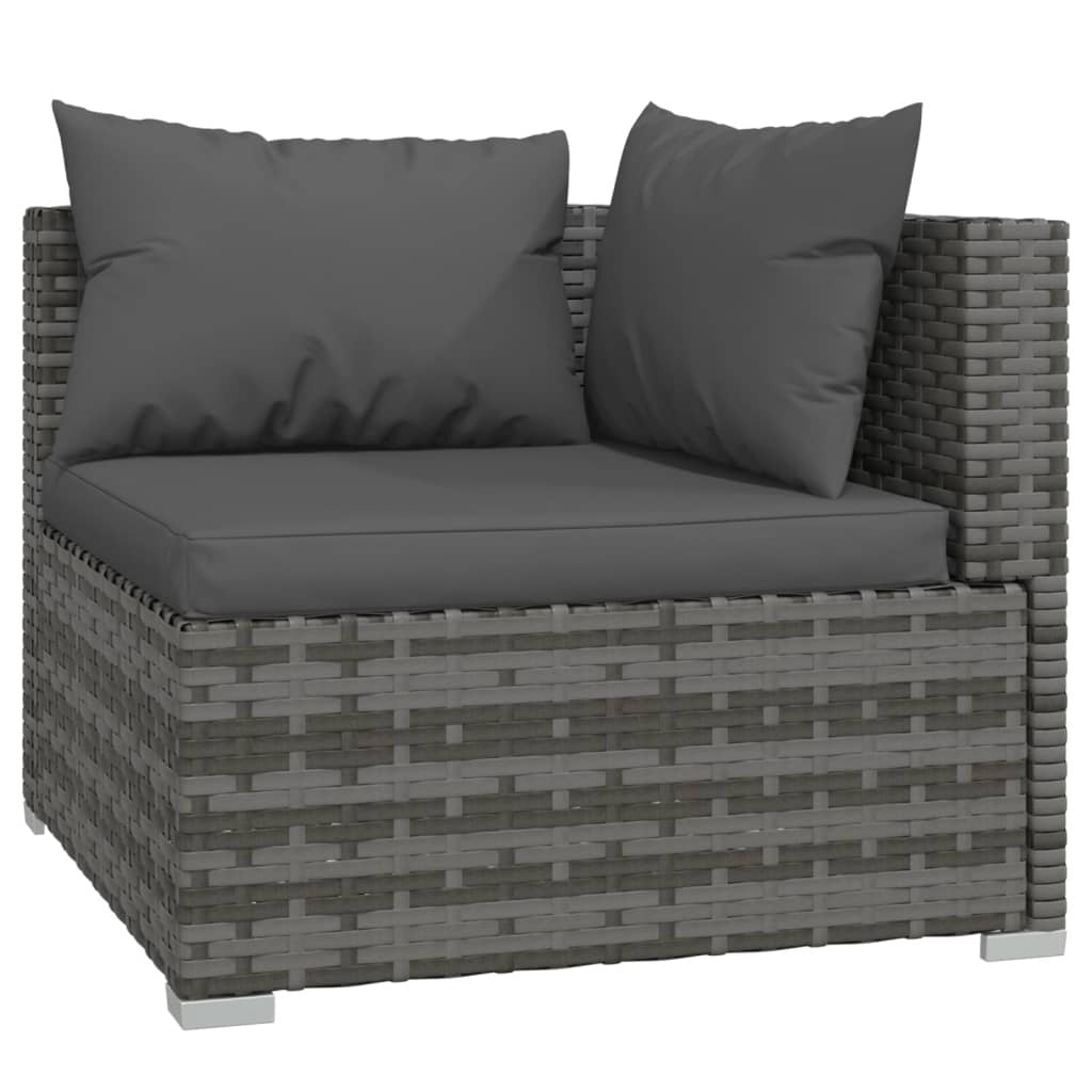 10 Piece Patio Lounge Set with Cushions Gray Poly Rattan