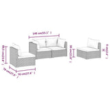 4 Piece Patio Lounge Set with Cushions Poly Rattan Black