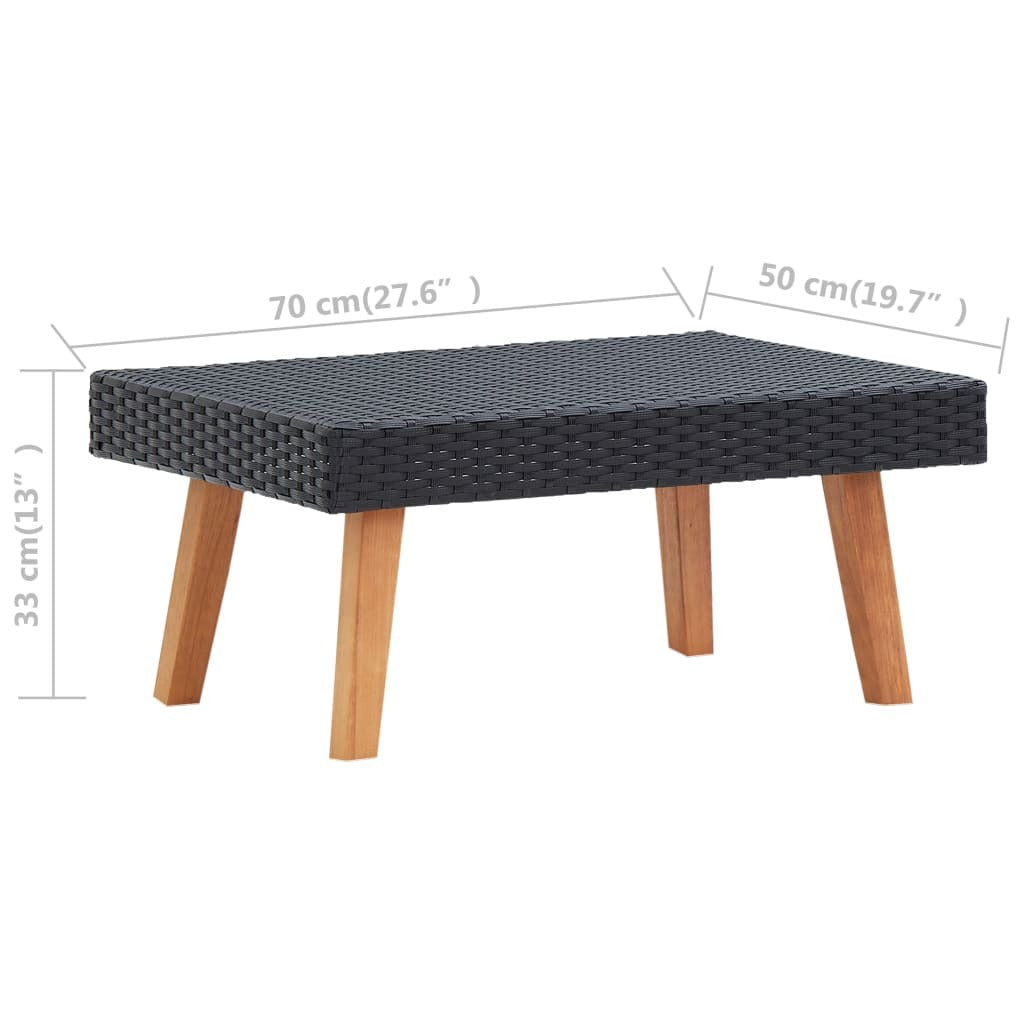 3 Piece Patio Lounge Set with Cushions Poly Rattan Black