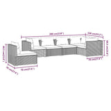 6 Piece Patio Lounge Set with Cushions Poly Rattan Brown
