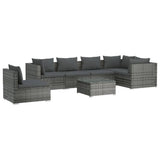 7 Piece Patio Lounge Set with Cushions Poly Rattan Gray