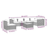 7 Piece Patio Lounge Set with Cushions Poly Rattan Gray