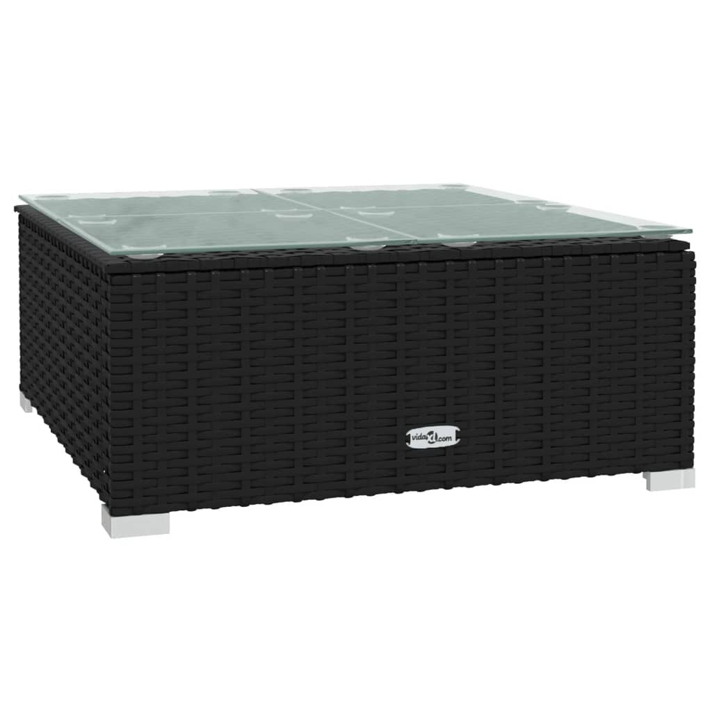 10 Piece Patio Lounge Set with Cushions Poly Rattan Black