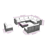 10 Piece Patio Lounge Set with Cushions Poly Rattan Black