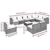 11 Piece Patio Lounge Set with Cushions Poly Rattan Brown
