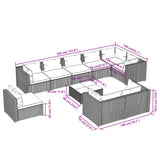 10 Piece Patio Lounge Set with Cushions Poly Rattan Black