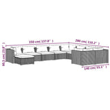 10 Piece Patio Lounge Set with Cushions Poly Rattan Black