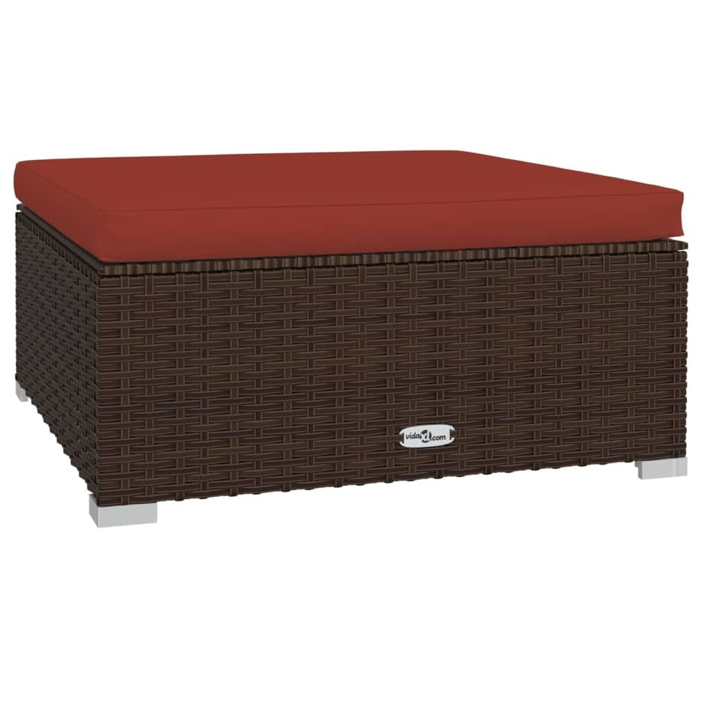 10 Piece Patio Lounge Set with Cushions Poly Rattan Brown