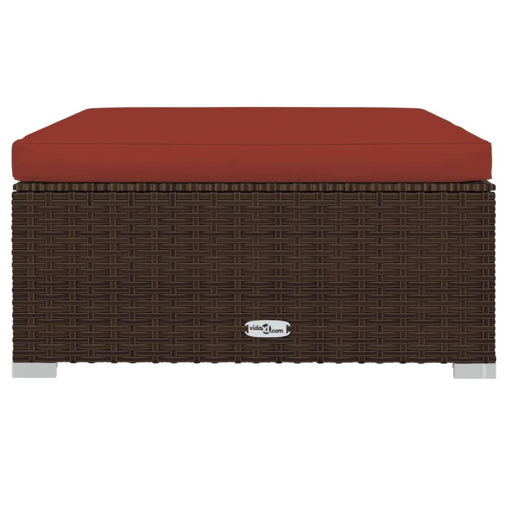 10 Piece Patio Lounge Set with Cushions Poly Rattan Brown