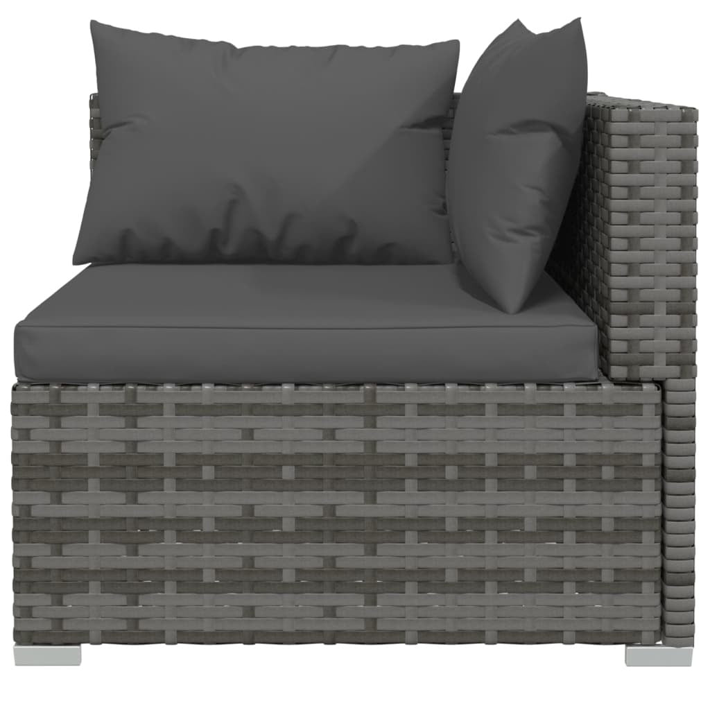 10 Piece Patio Lounge Set with Cushions Poly Rattan Gray