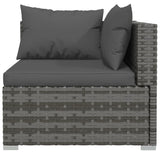 10 Piece Patio Lounge Set with Cushions Poly Rattan Gray