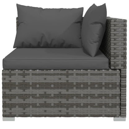 10 Piece Patio Lounge Set with Cushions Poly Rattan Gray