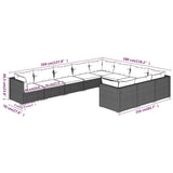 10 Piece Patio Lounge Set with Cushions Poly Rattan Brown