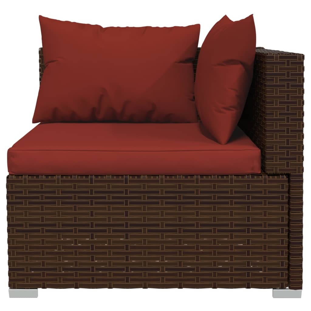 10 Piece Patio Lounge Set with Cushions Poly Rattan Brown