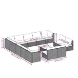 14 Piece Patio Lounge Set with Cushions Black Poly Rattan