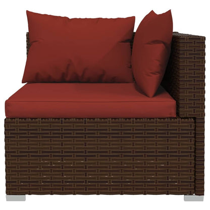 12 Piece Patio Lounge Set with Cushions Brown Poly Rattan
