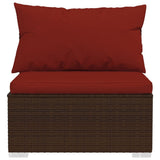 12 Piece Patio Lounge Set with Cushions Brown Poly Rattan