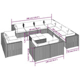 12 Piece Patio Lounge Set with Cushions Brown Poly Rattan