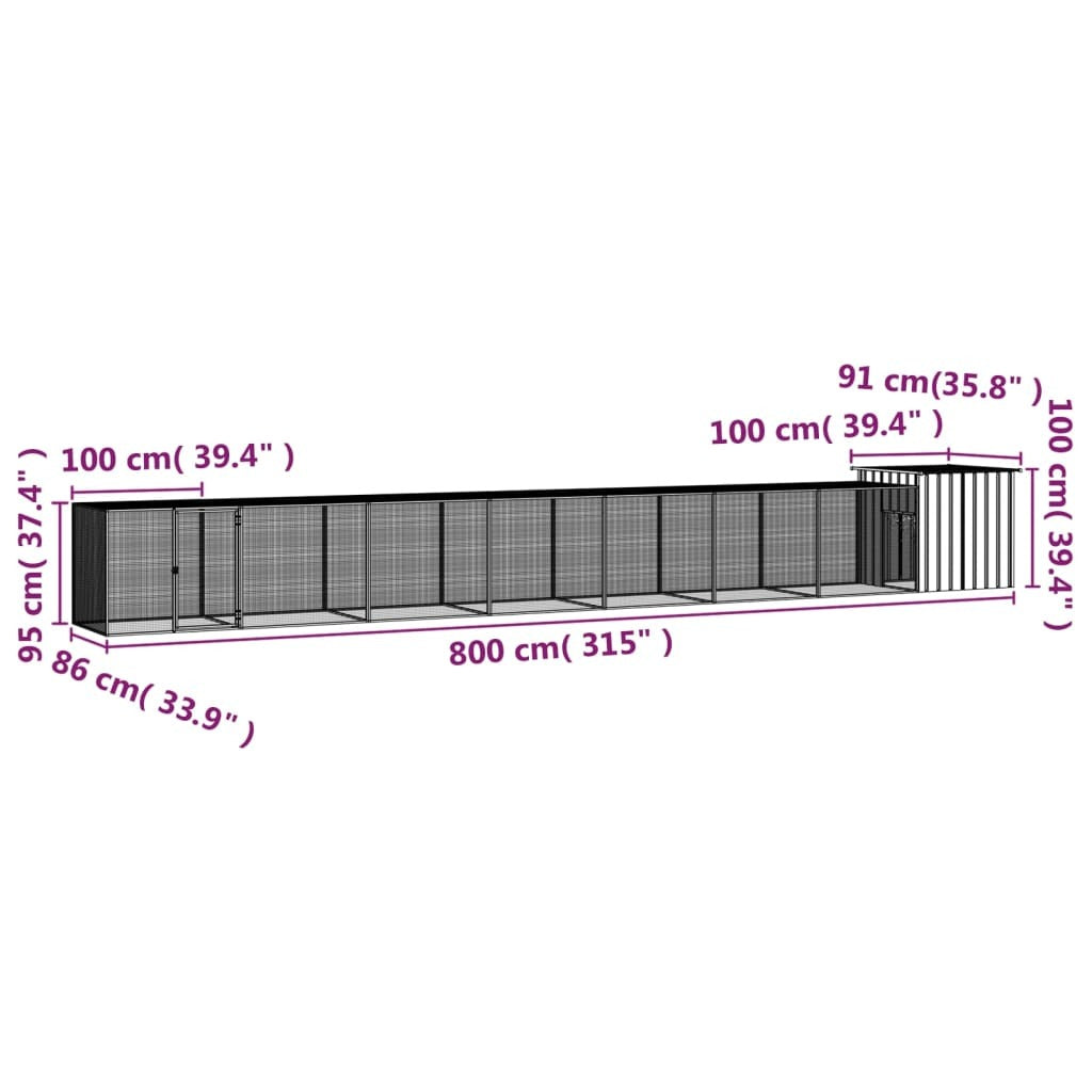 Chicken Cage Anthracite 315"x35.8"x39.4" Galvanized Steel