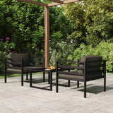 3 Piece Patio Lounge Set with Cushions Aluminum Anthracite