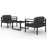 3 Piece Patio Lounge Set with Cushions Aluminum Anthracite