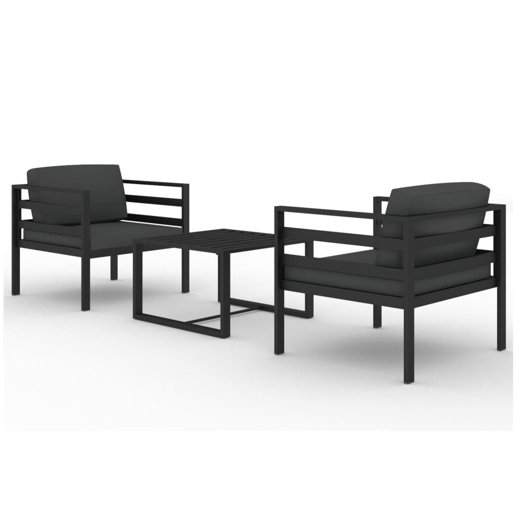 3 Piece Patio Lounge Set with Cushions Aluminum Anthracite