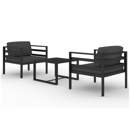3 Piece Patio Lounge Set with Cushions Aluminum Anthracite