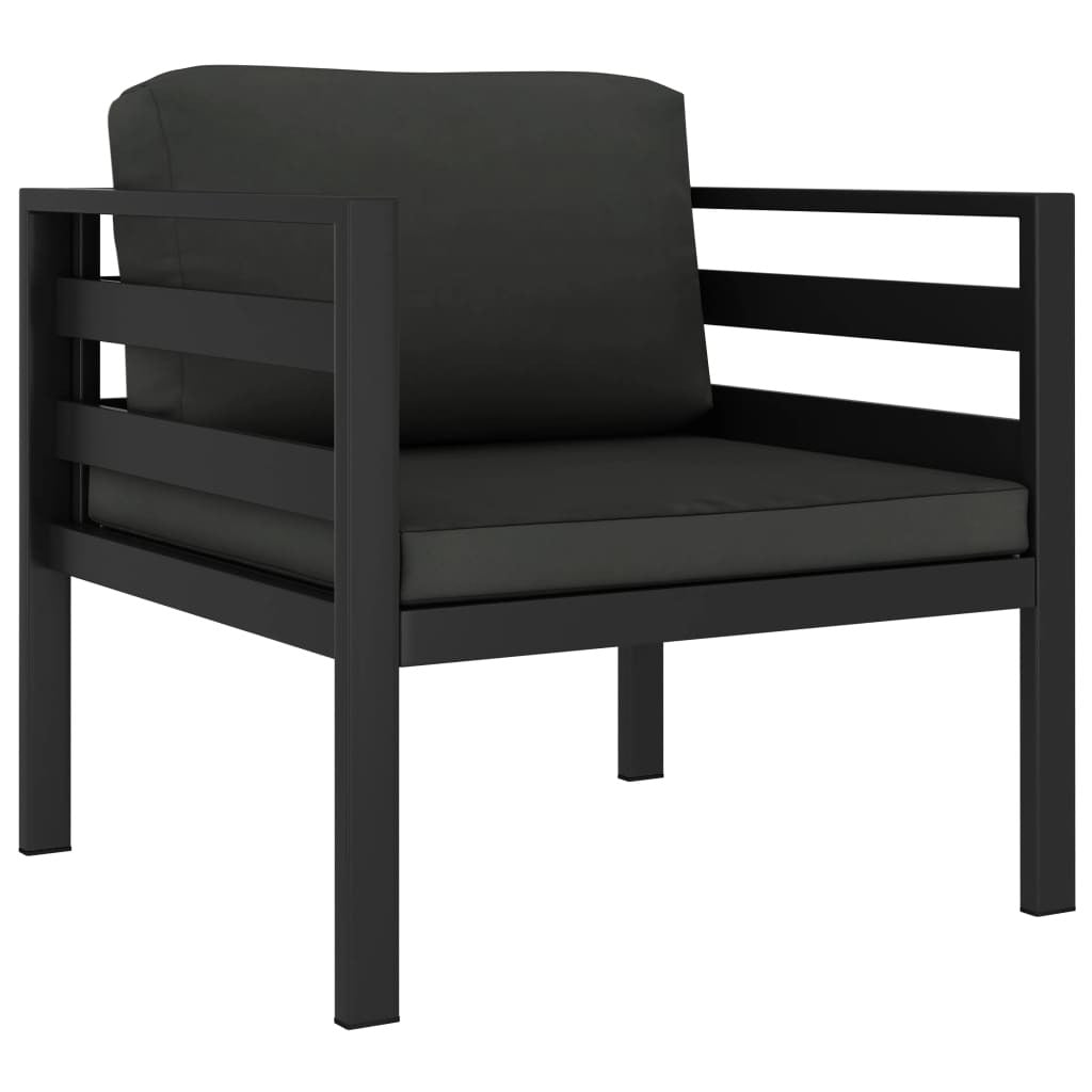 3 Piece Patio Lounge Set with Cushions Aluminum Anthracite