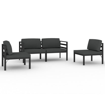 4 Piece Patio Lounge Set with Cushions Aluminum Anthracite