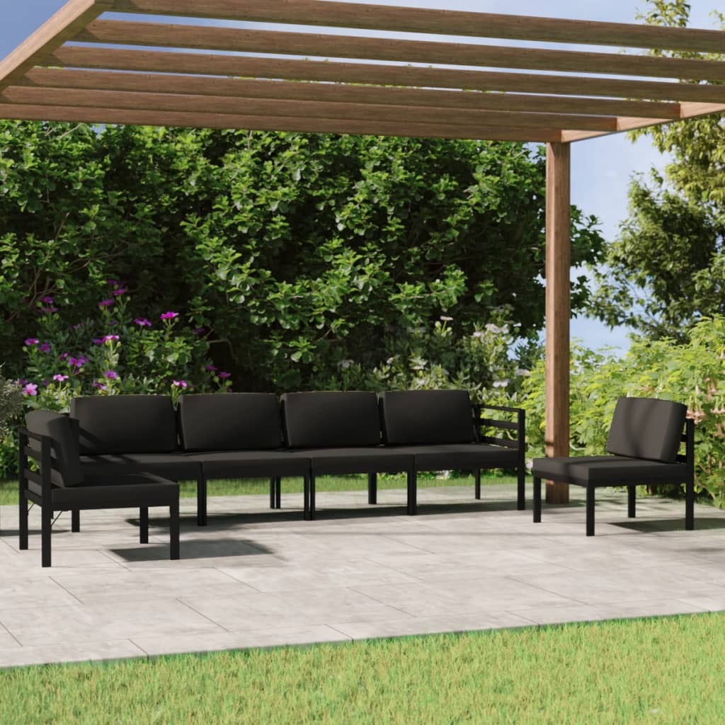 6 Piece Patio Lounge Set with Cushions Aluminum Anthracite