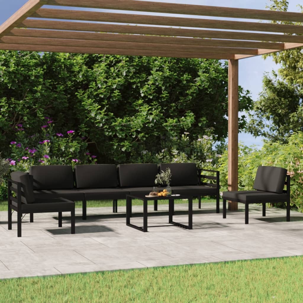 7 Piece Patio Lounge Set with Cushions Aluminum Anthracite