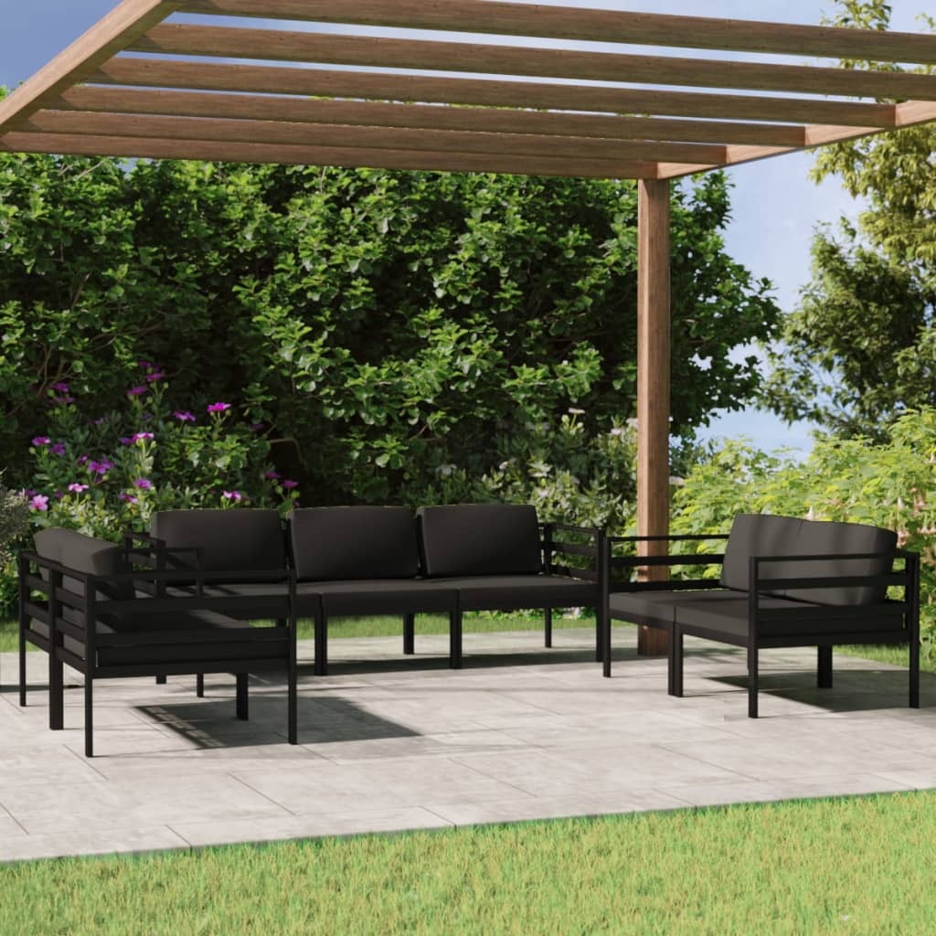 7 Piece Patio Lounge Set with Cushions Aluminum Anthracite